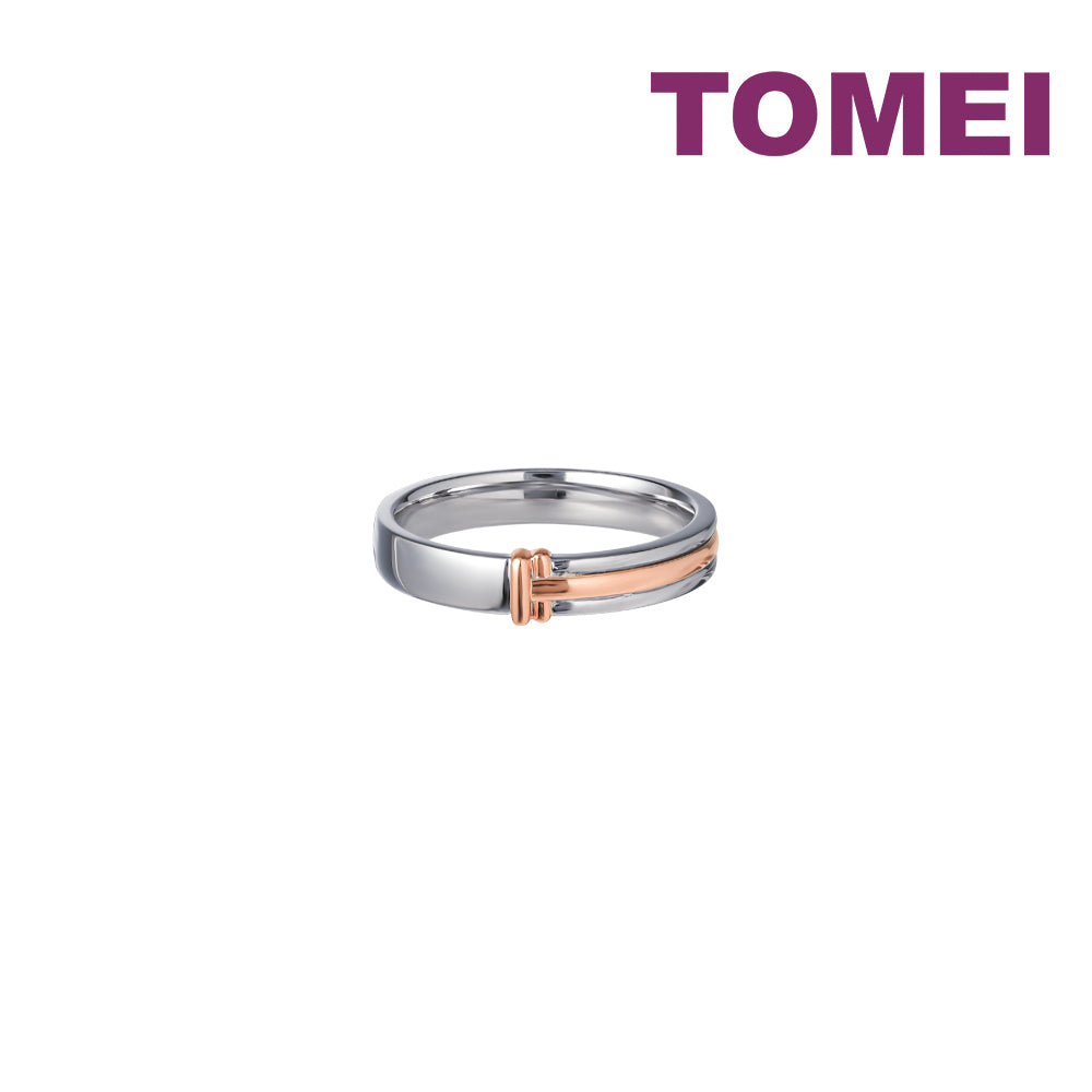 TOMEI【爱的羁绊】Evermore Couple Ring, White+Rose Gold 750
