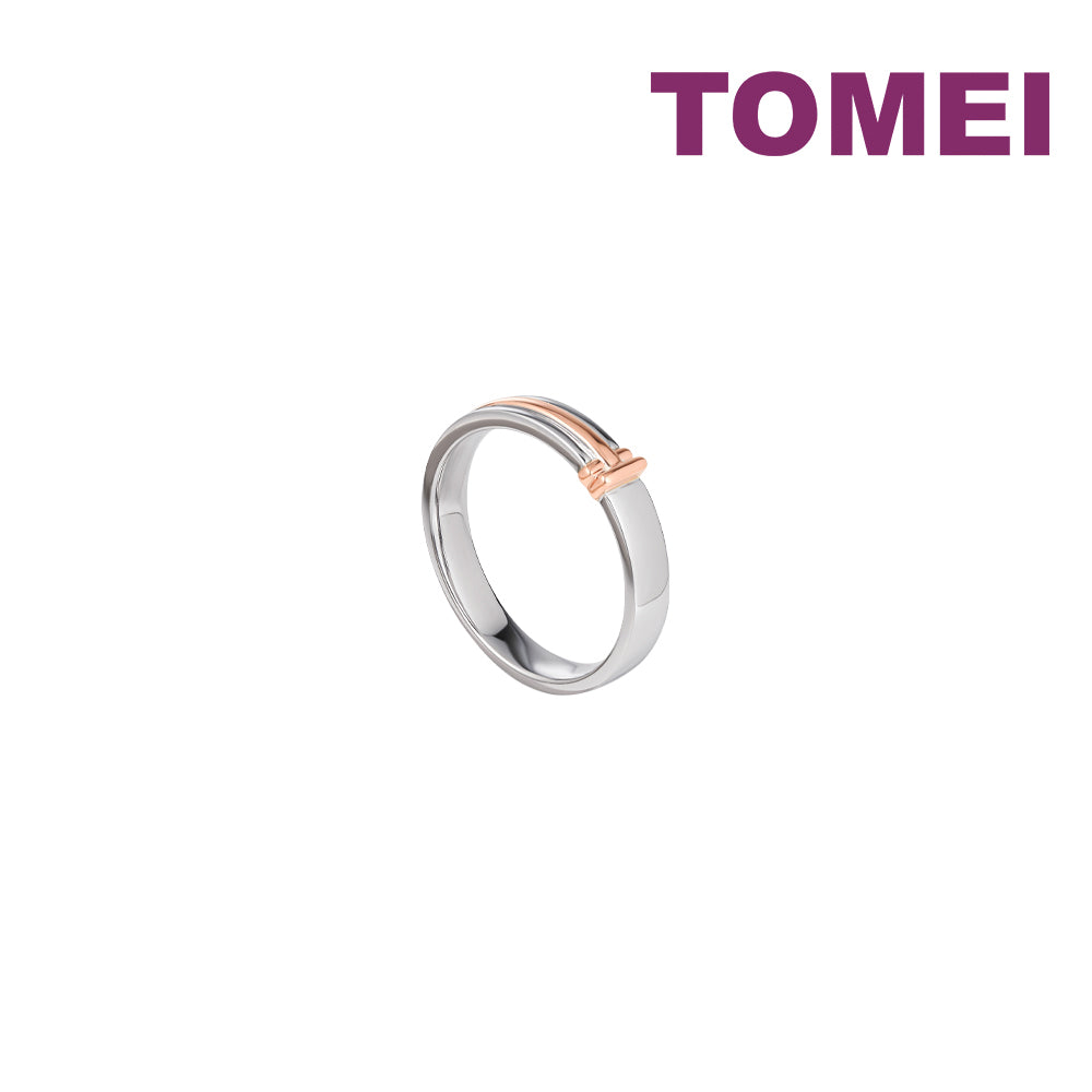 TOMEI【爱的羁绊】Evermore Couple Ring, White+Rose Gold 750