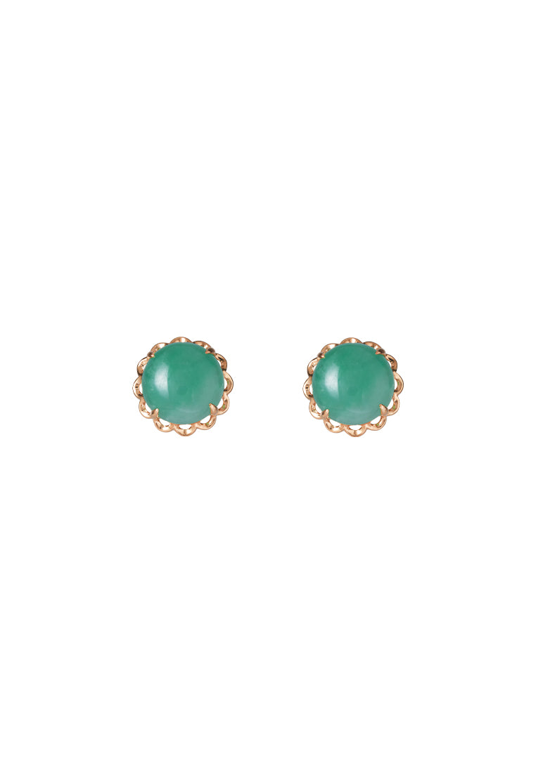 TOMEI Green Jade Blooming Earrings, Yellow Gold 750