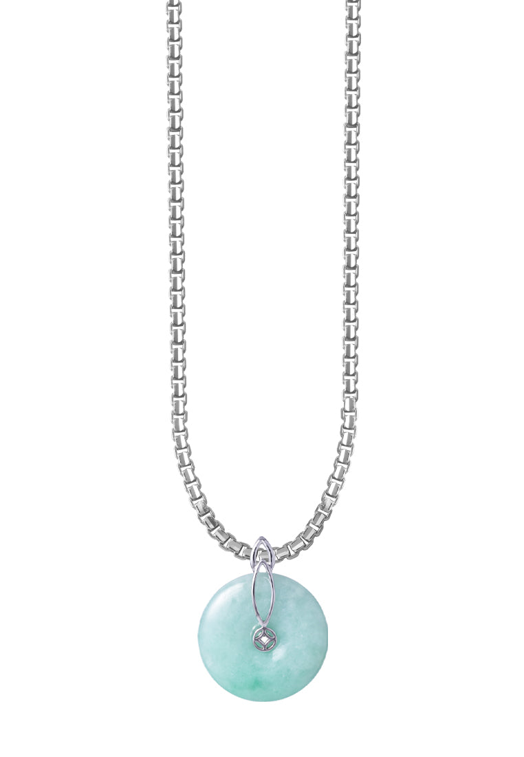 TOMEI Round Jade Pendant, White Gold 750
