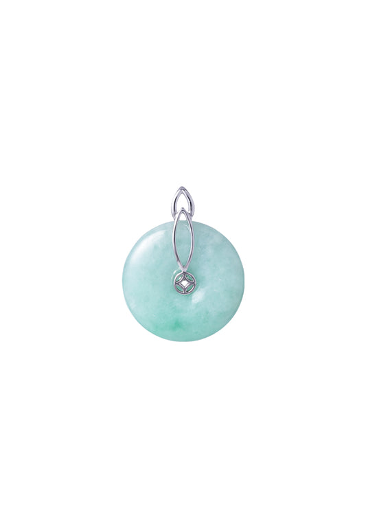 TOMEI Round Jade Pendant, White Gold 750