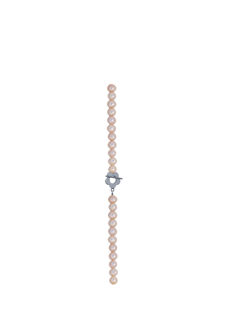 TOMEI Natural Pink Tone Pearl Necklace, White Gold 585
