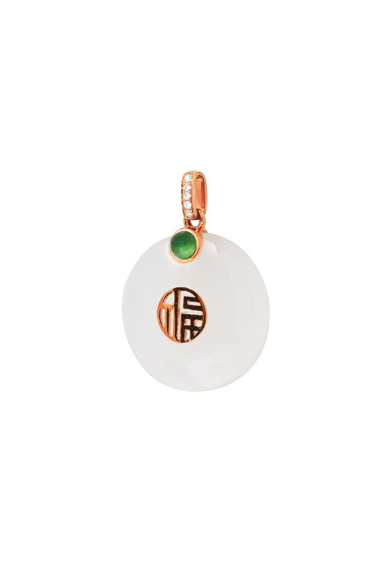 TOMEI Nephrite Collection Pendant, Rose Gold 750