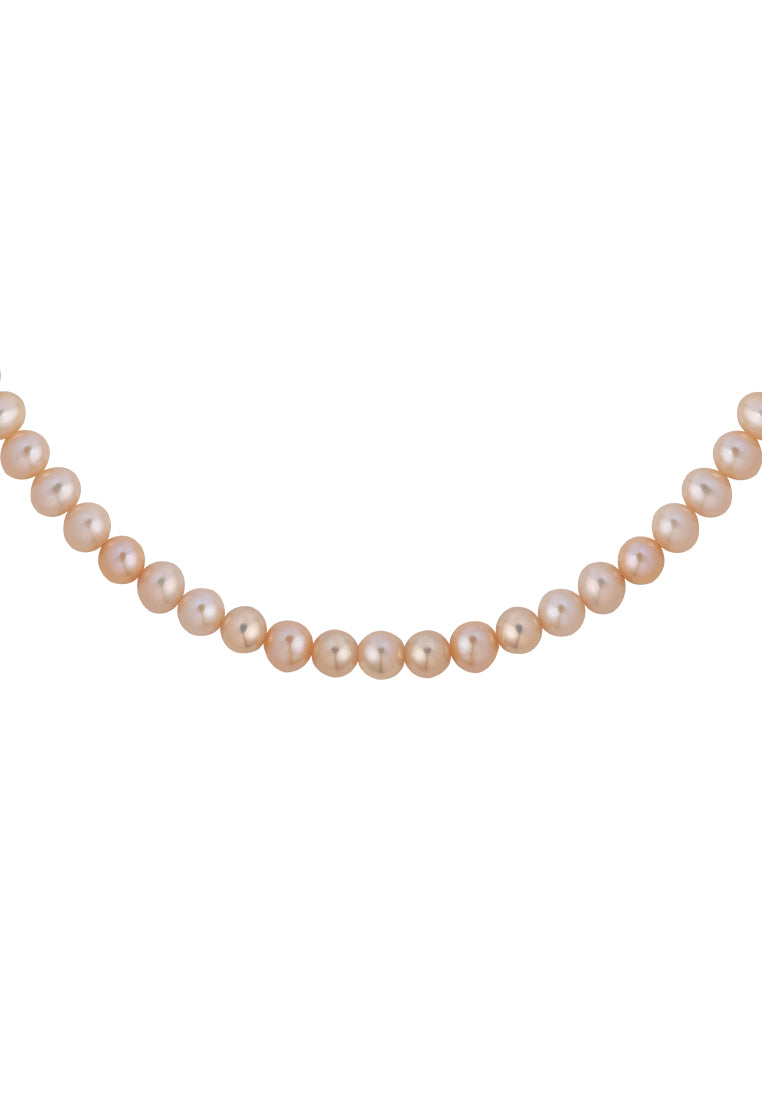 TOMEI Natural Pink Tone Pearl Necklace, White Gold 585