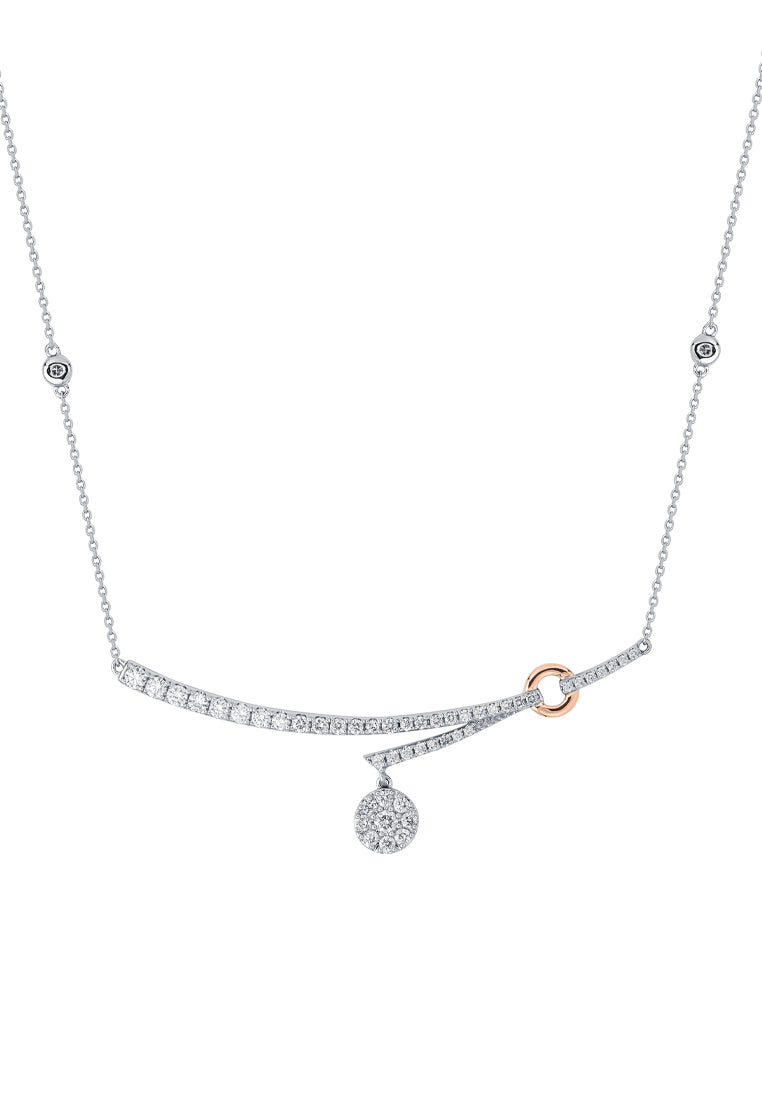 TOMEI Diamond Necklace, White+Rose Gold 750