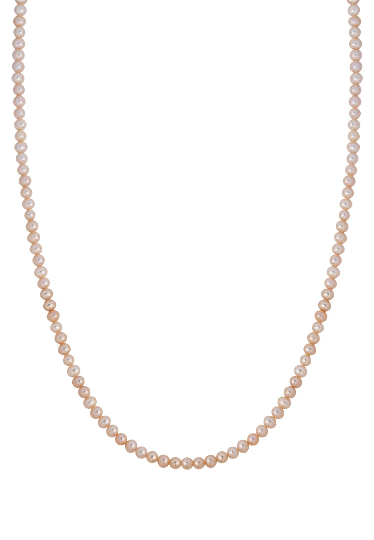 TOMEI Natural Pink Tone Pearl Necklace, White Gold 585