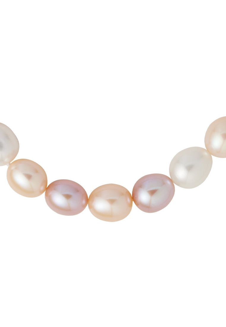 TOMEI Natural Pearl Necklace, Mixed Cream-Pink-Purple