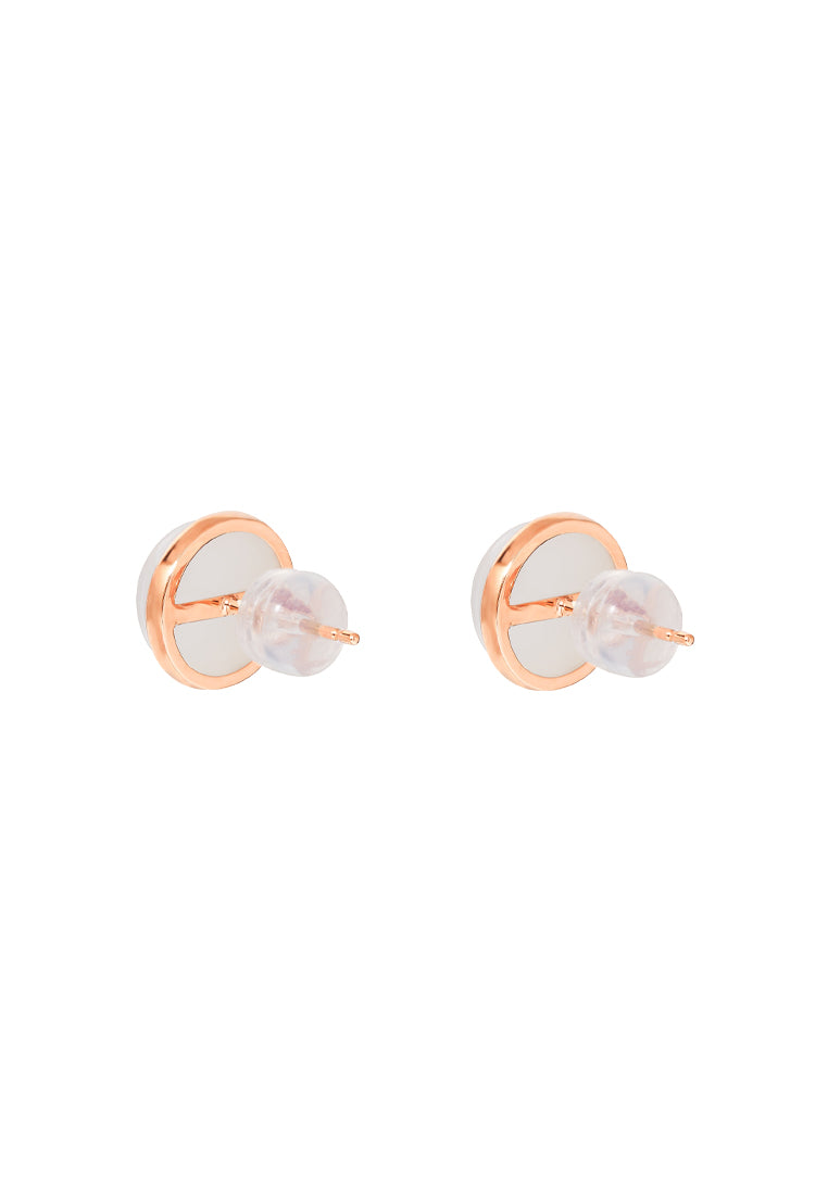 TOMEI Nephrite Collection Earrings, Rose Gold 750