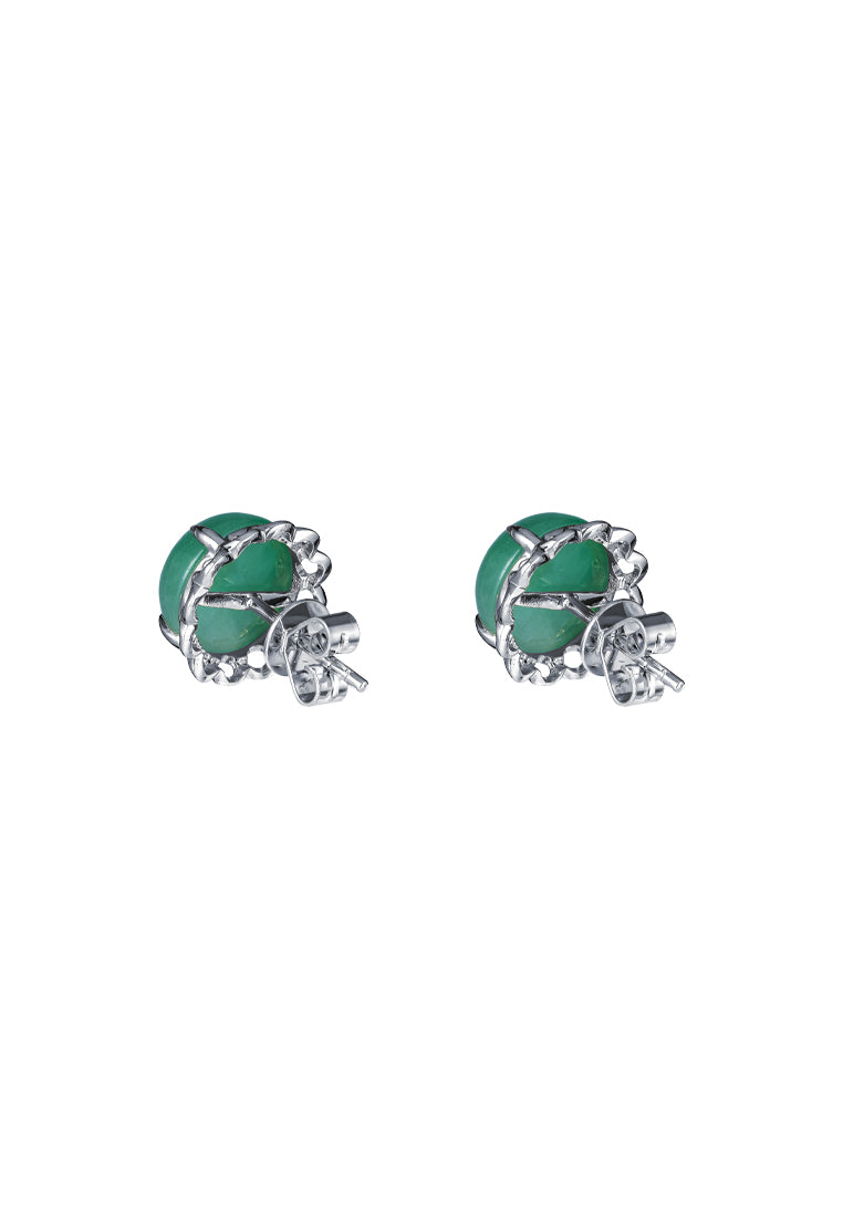 TOMEI Green Jade Blooming Earrings, White Gold 750