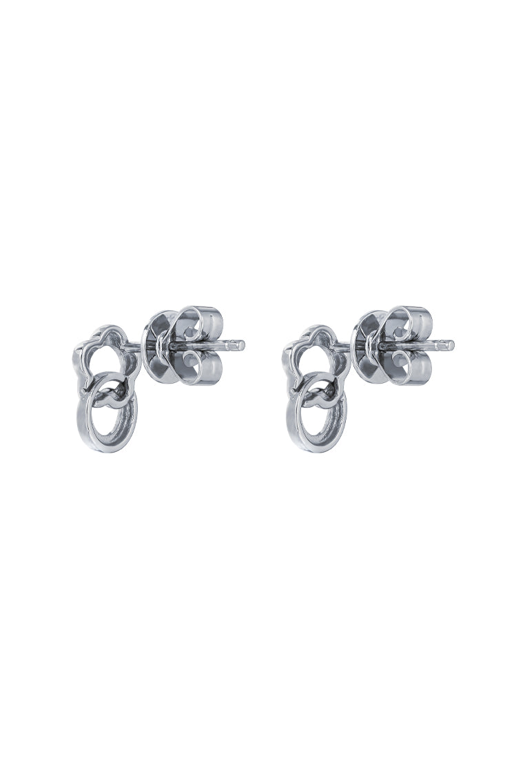 TOMEI Flower Earrings, White Gold 585