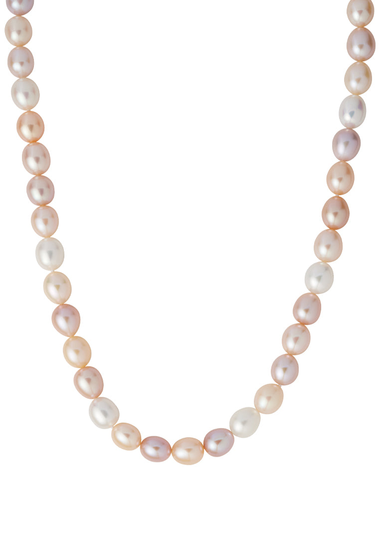 TOMEI Natural Pearl Necklace, Mixed Cream-Pink-Purple