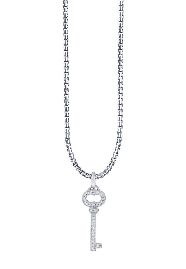 TOMEI Key Diamond Pendant Set, White Gold 585