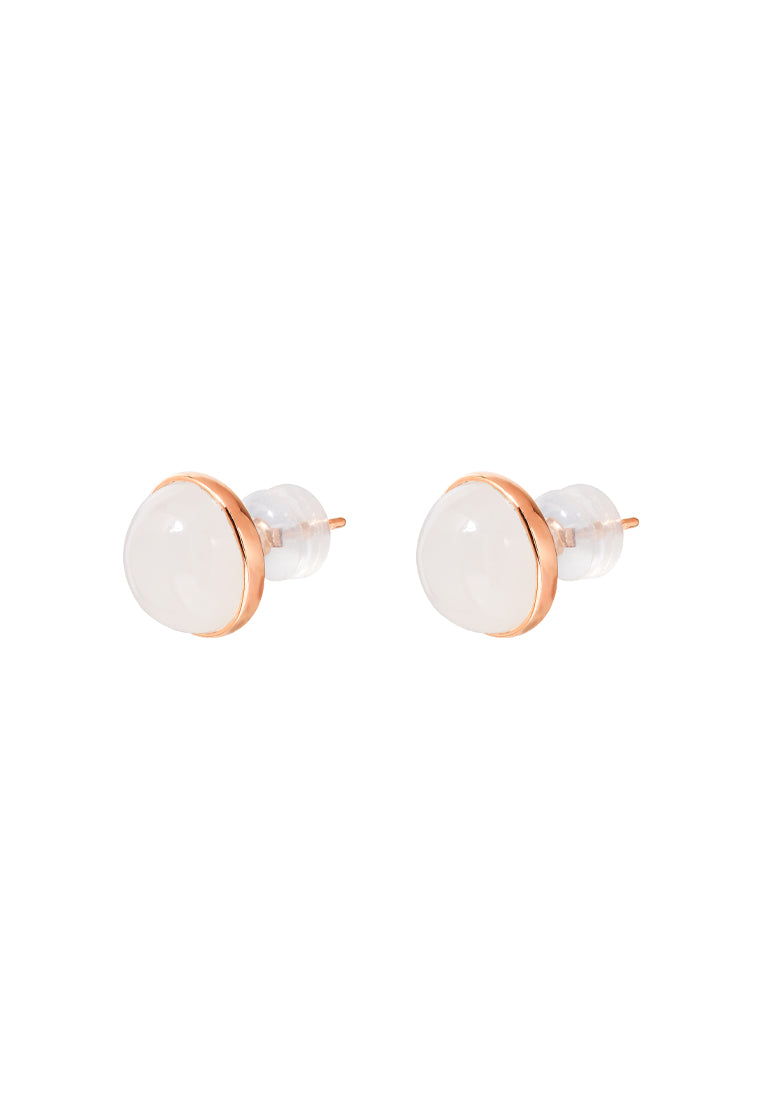 TOMEI Nephrite Collection Earrings, Rose Gold 750