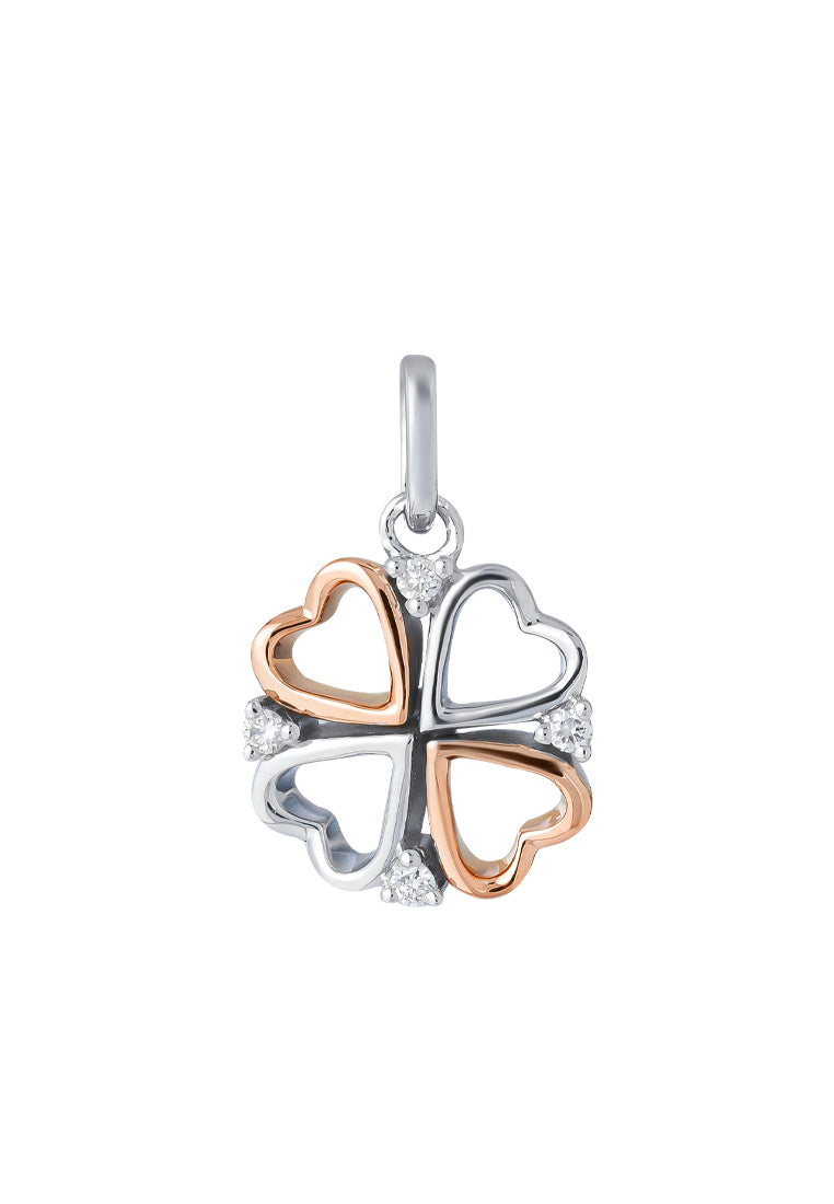 TOMEI United Of Love Diamond Pendant Set, White+Rose Gold 585