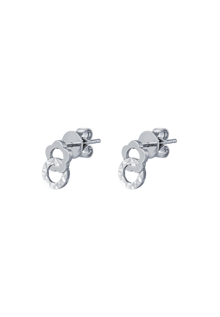 TOMEI Flower Earrings, White Gold 585