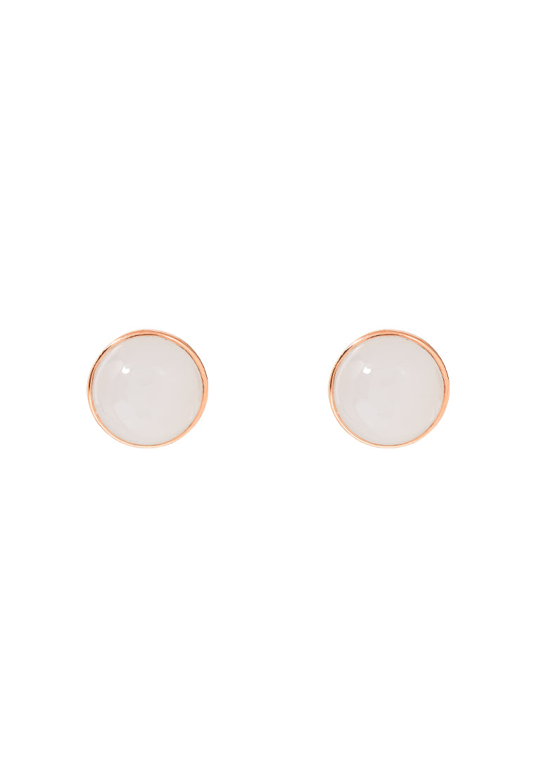 TOMEI Nephrite Collection Earrings, Rose Gold 750