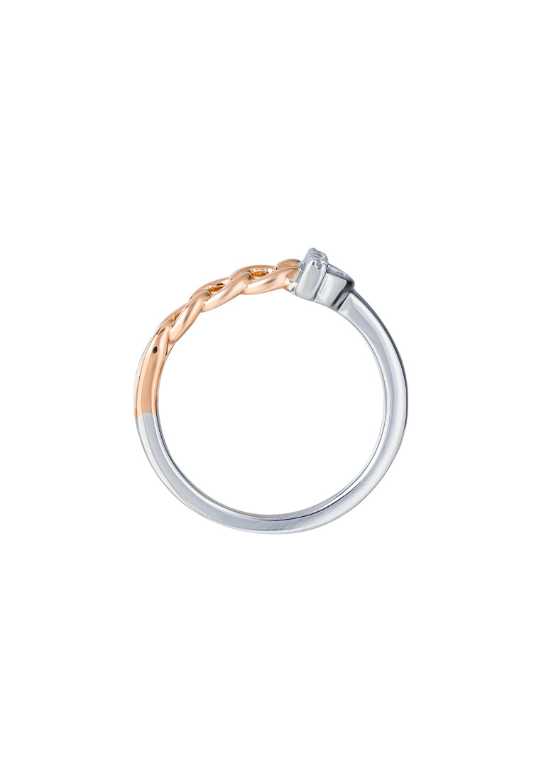 TOMEI Diamond Ring, White+Rose Gold 585