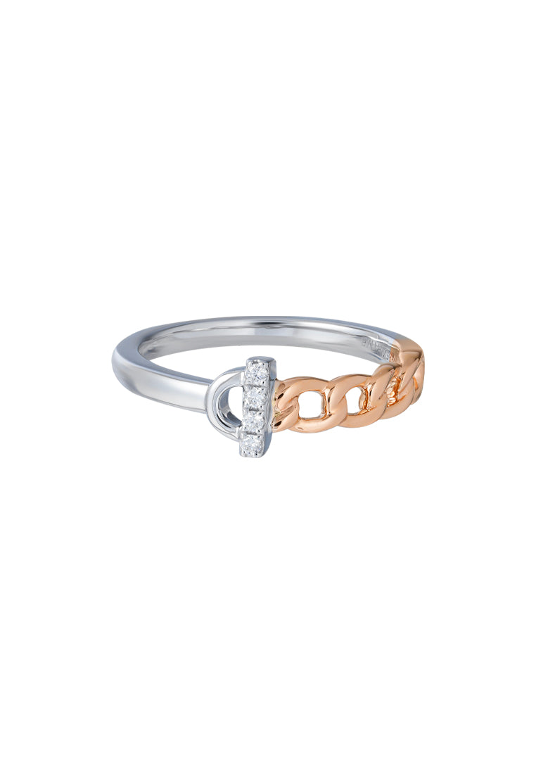 TOMEI Diamond Ring, White+Rose Gold 585