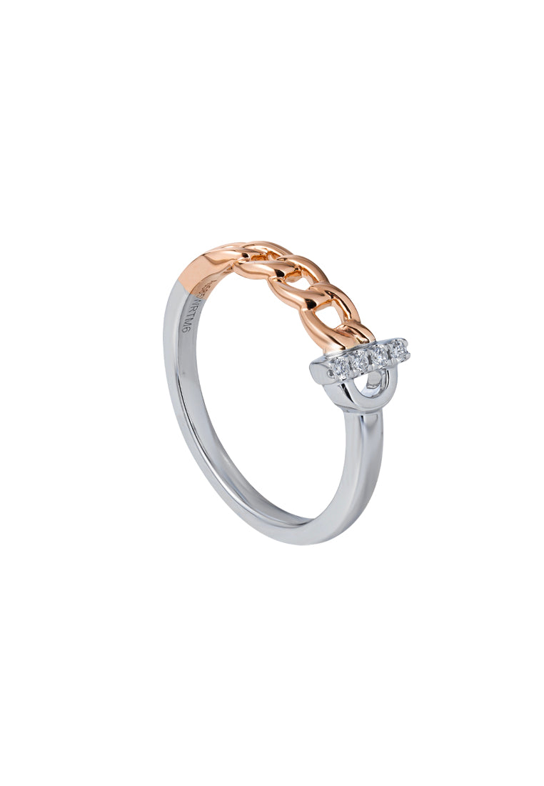 TOMEI Diamond Ring, White+Rose Gold 585