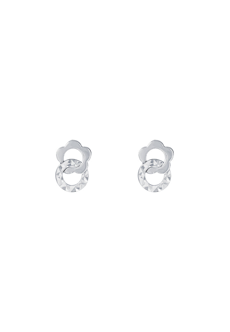 TOMEI Flower Earrings, White Gold 585