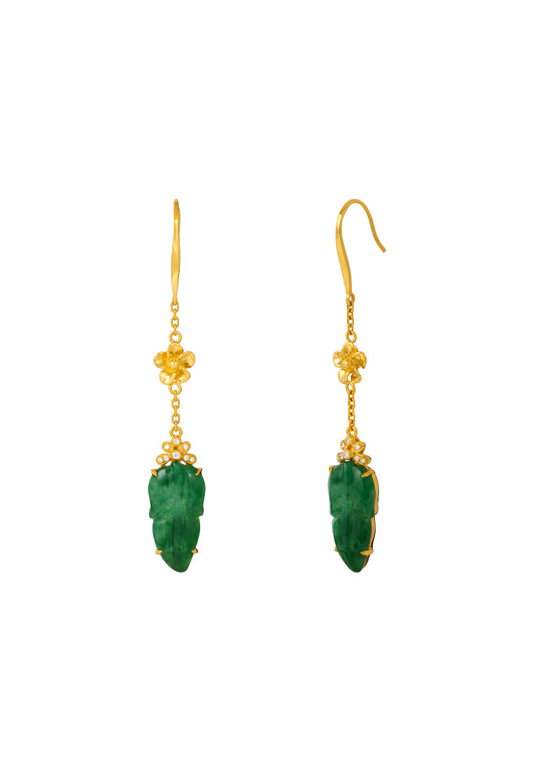 TOMEI Jadeite Dangling Earrings, Yellow Gold 750