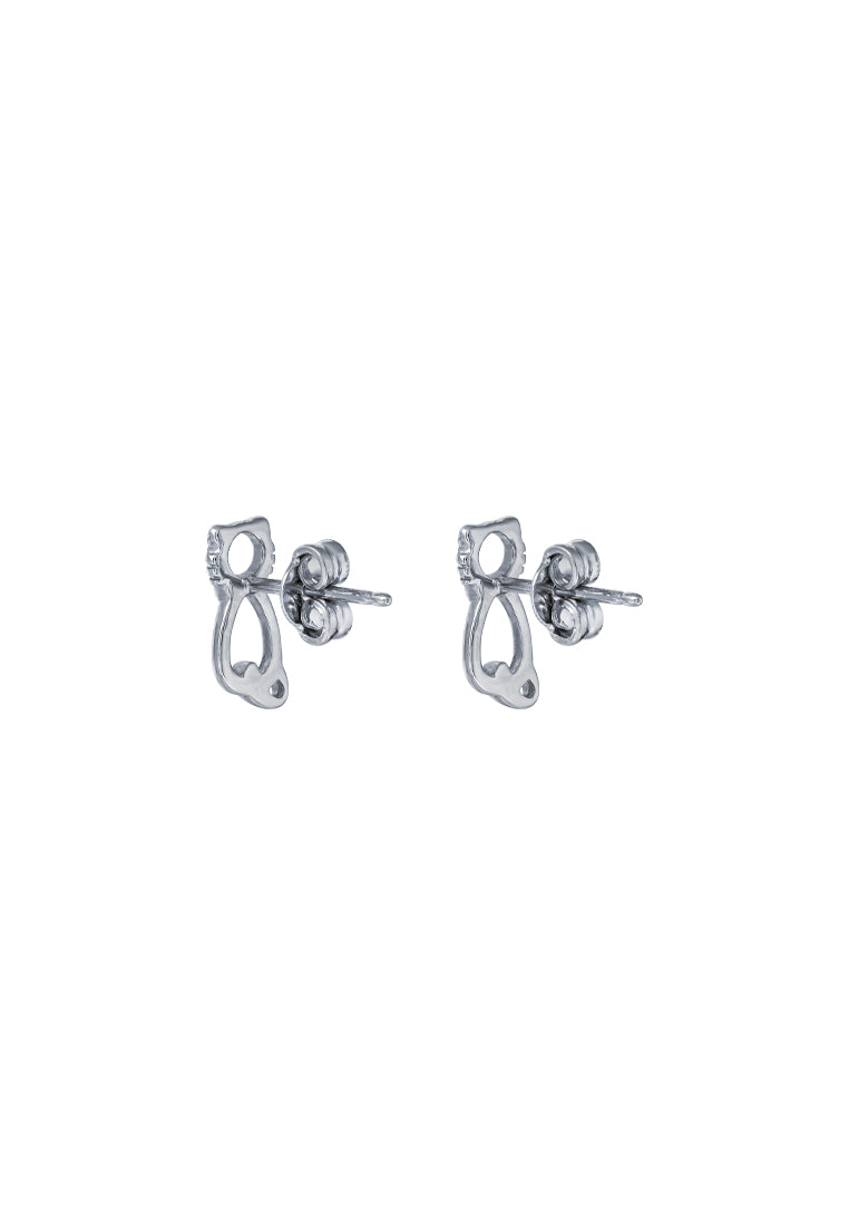 TOMEI Kitten Earrings, White Gold 585