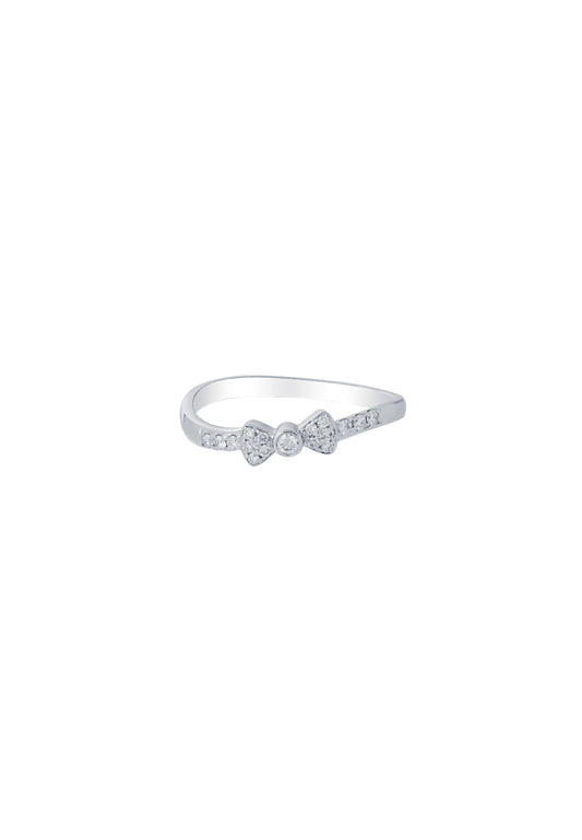 TOMEI Ribbon Ring, White Gold 375