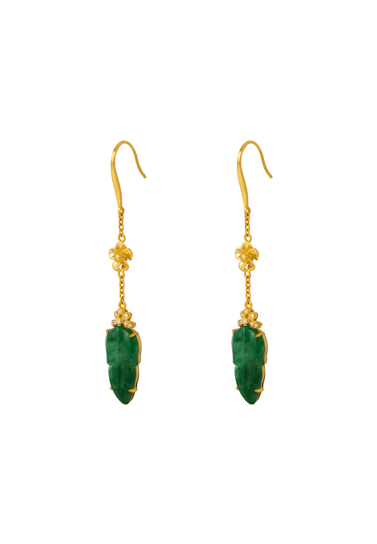 TOMEI Jadeite Dangling Earrings, Yellow Gold 750