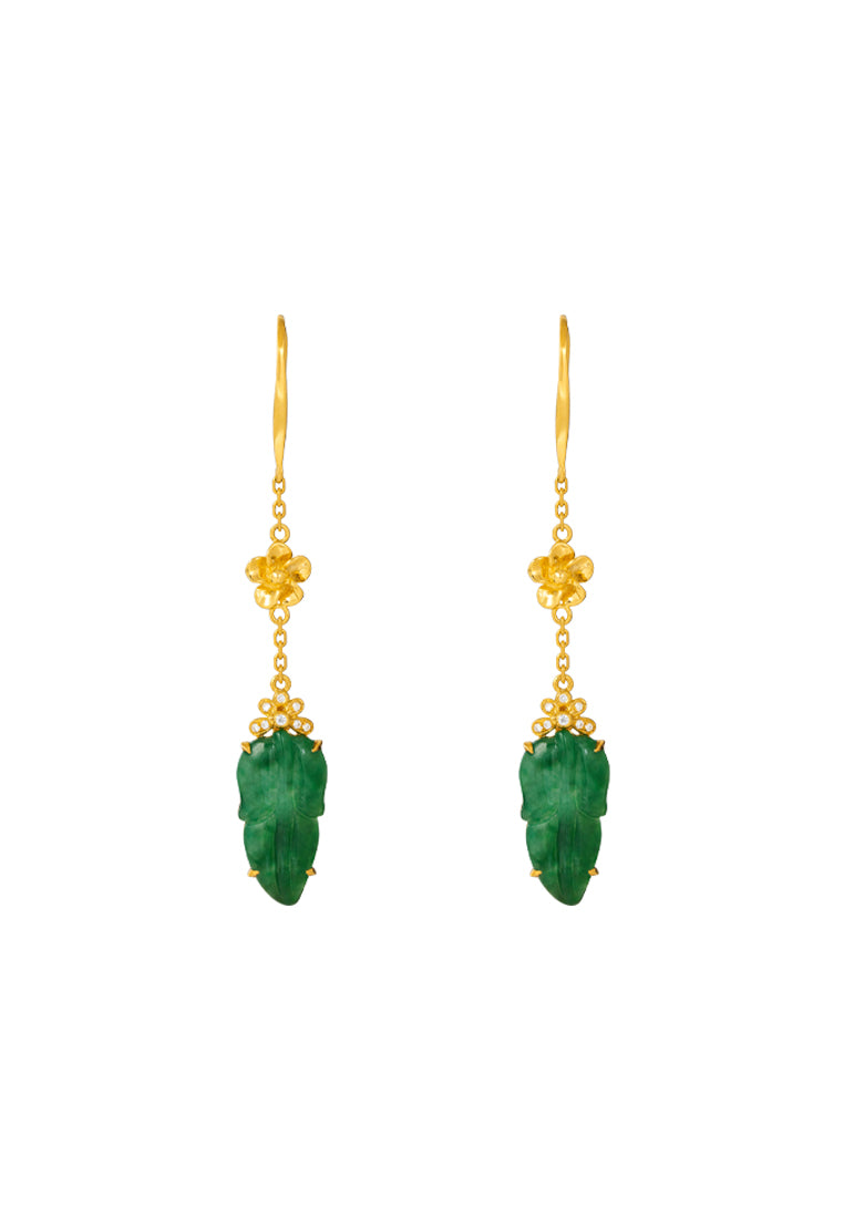 TOMEI Jadeite Dangling Earrings, Yellow Gold 750