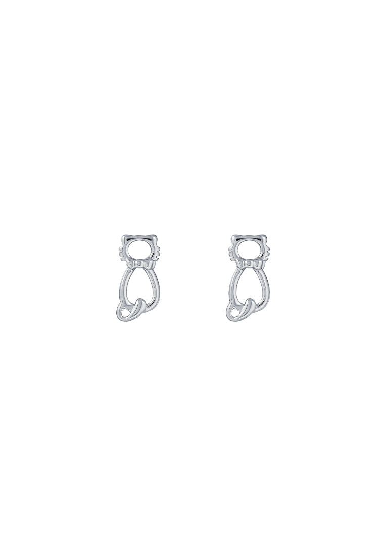 TOMEI Kitten Earrings, White Gold 585