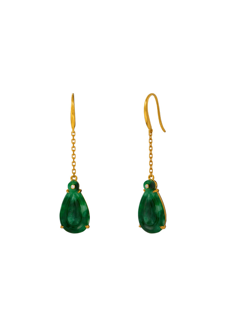 TOMEI Jadeite Dangling Earrings, Yellow Gold 750