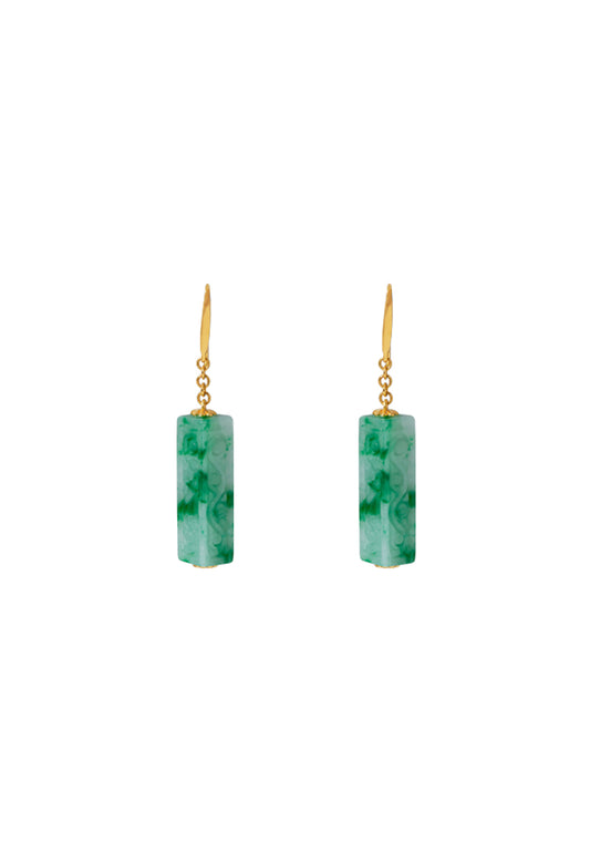 TOMEI Jade Tube Earrings, Yellow Gold 750