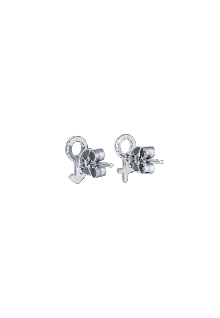 TOMEI Gender Symbol Earrings, White Gold 585
