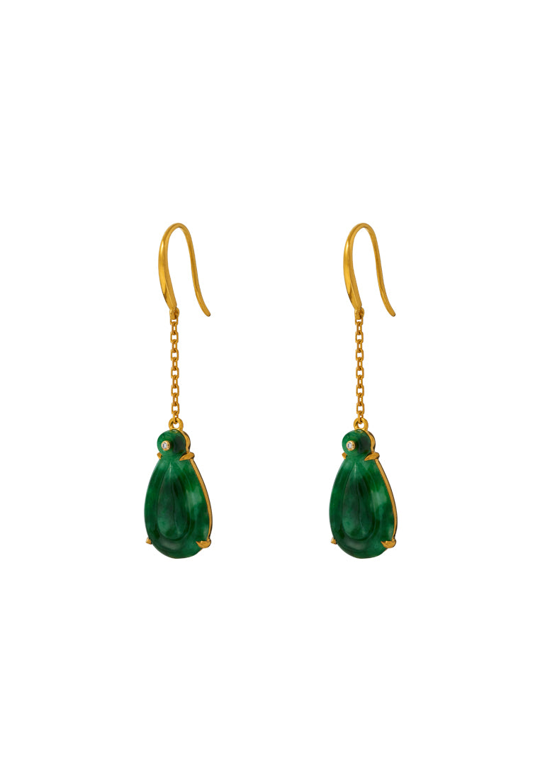 TOMEI Jadeite Dangling Earrings, Yellow Gold 750