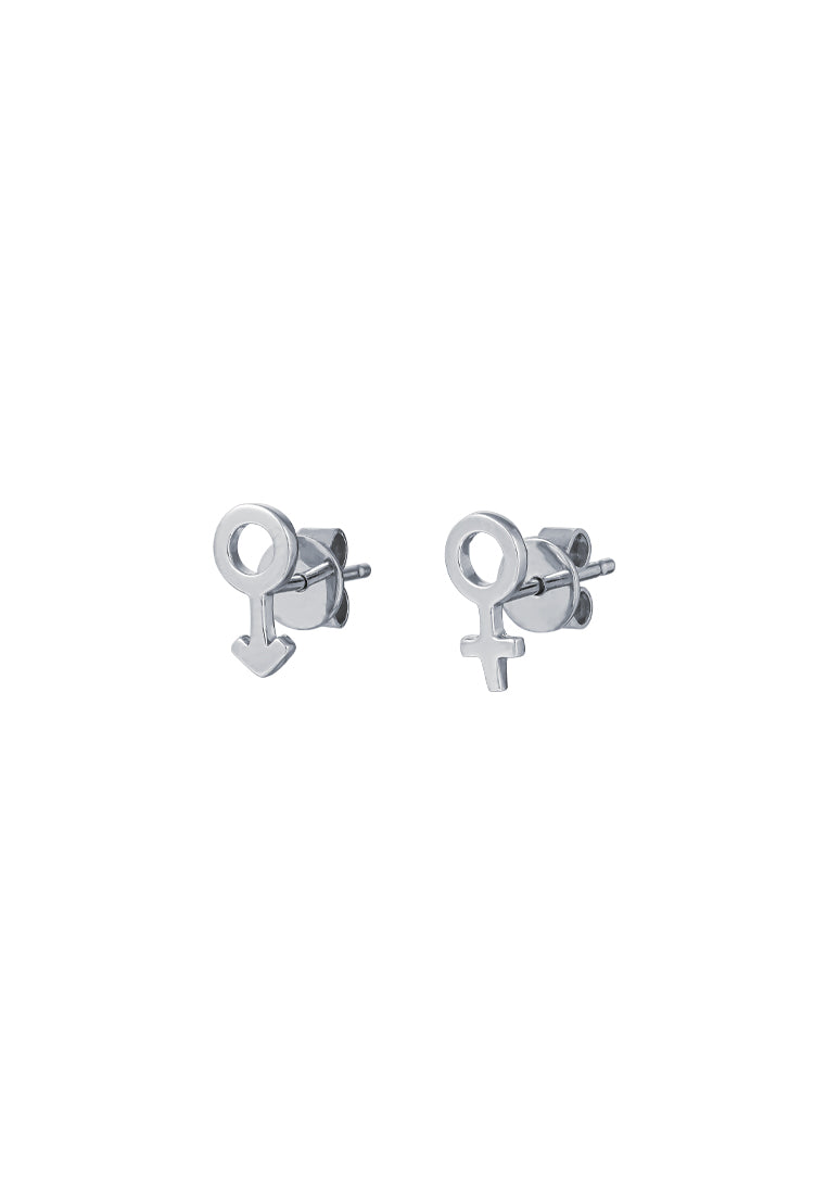 TOMEI Gender Symbol Earrings, White Gold 585