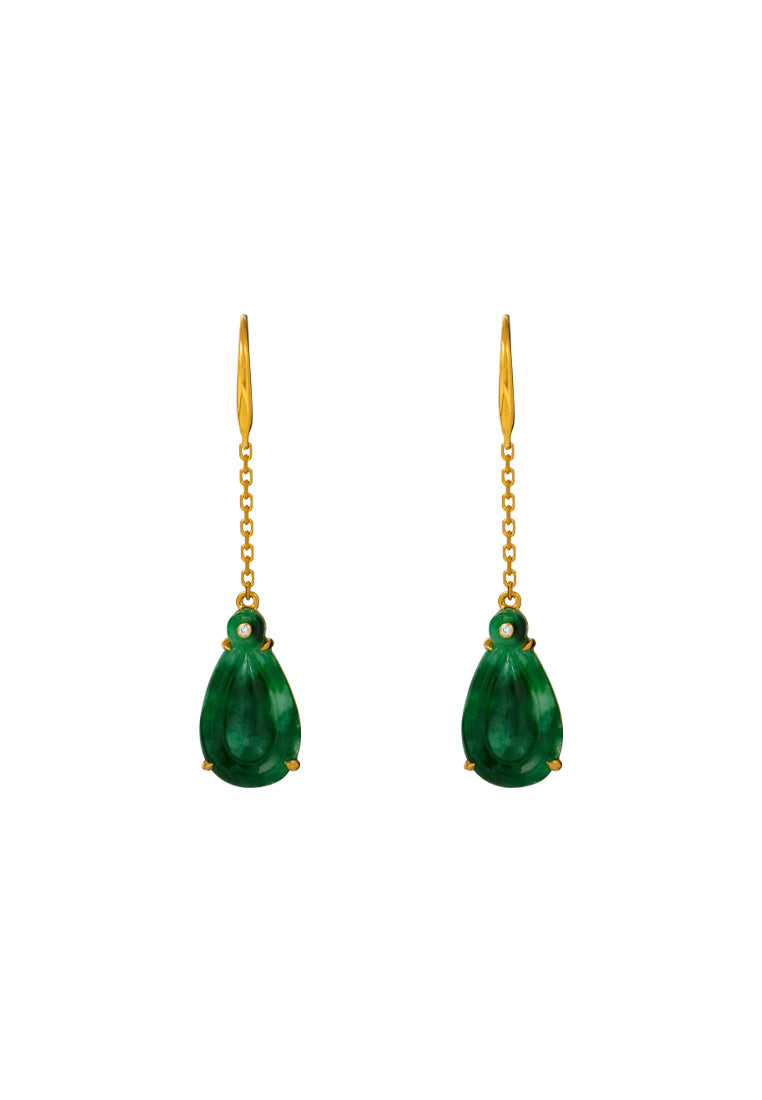 TOMEI Jadeite Dangling Earrings, Yellow Gold 750