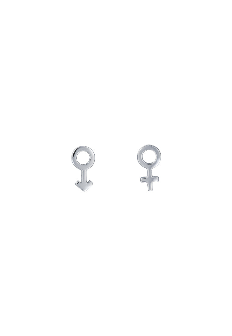 TOMEI Gender Symbol Earrings, White Gold 585