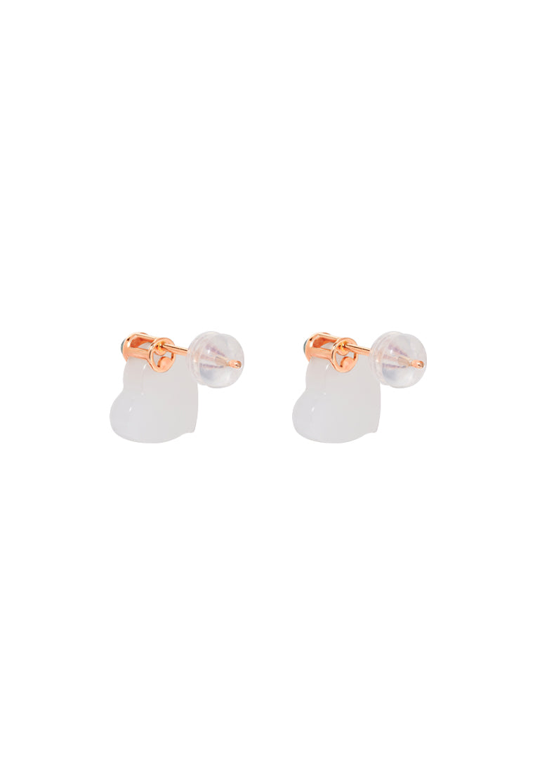 TOMEI Nephrite Collection Earrings, Rose Gold 750