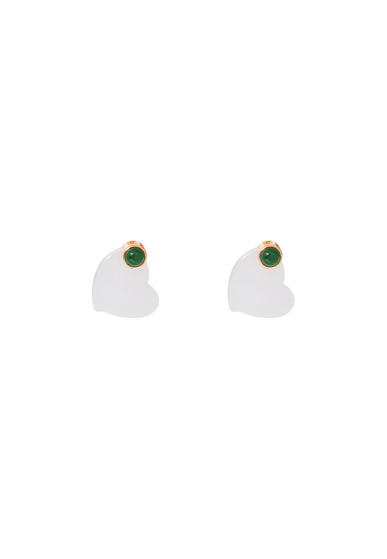 TOMEI Nephrite Collection Earrings, Rose Gold 750