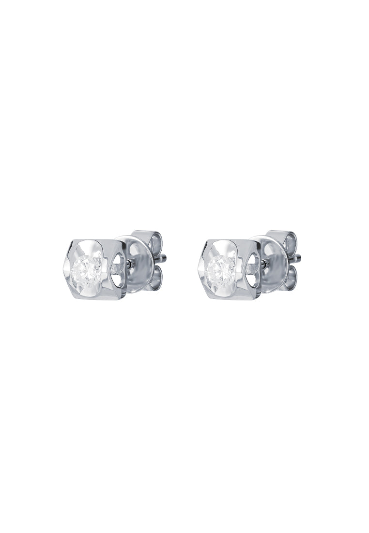 TOMEI Solitaire Earrings, Diamond White Gold 585