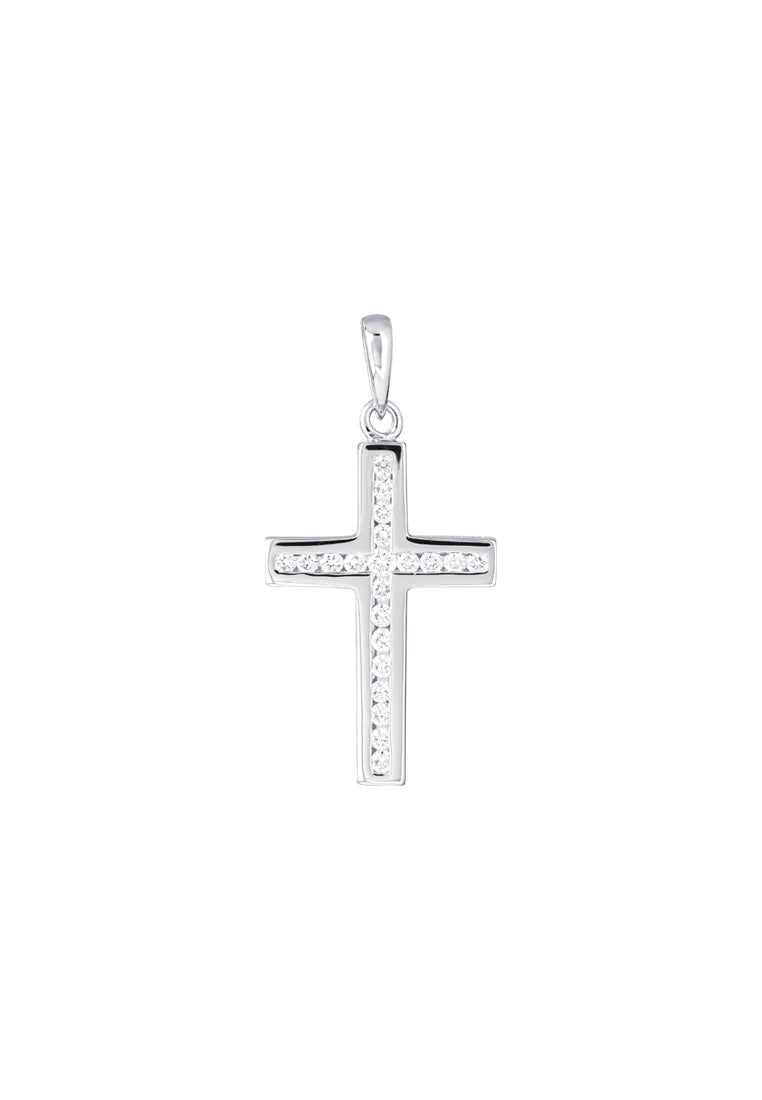 TOMEI Cross Diamond Pendant, White Gold 750