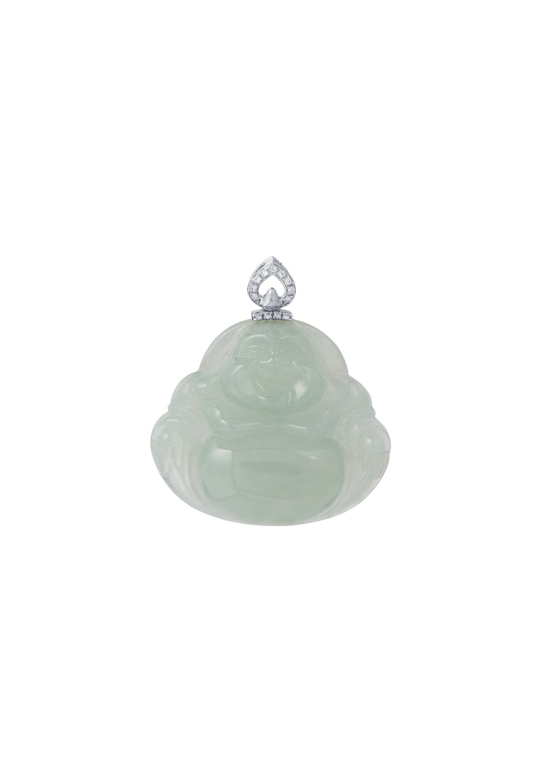 TOMEI Buddha Jade Pendant, White Gold 750