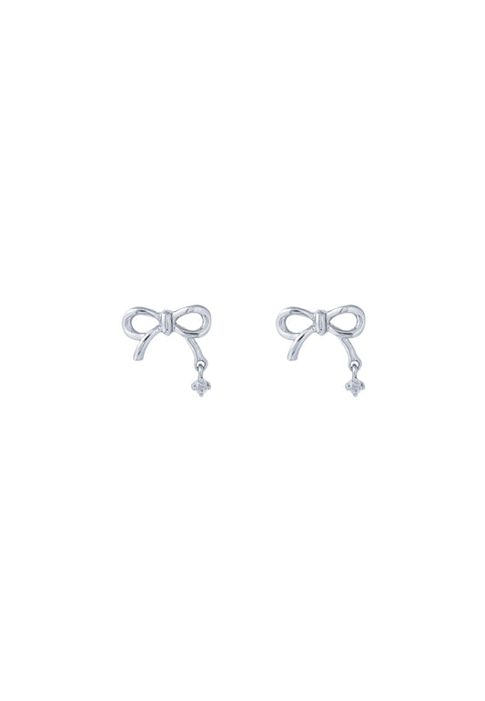 TOMEI Ribbon Earrings, White Gold 585