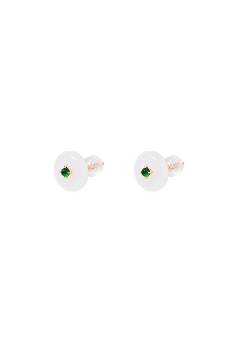 TOMEI Nephrite Collection Earrings, Rose Gold 750