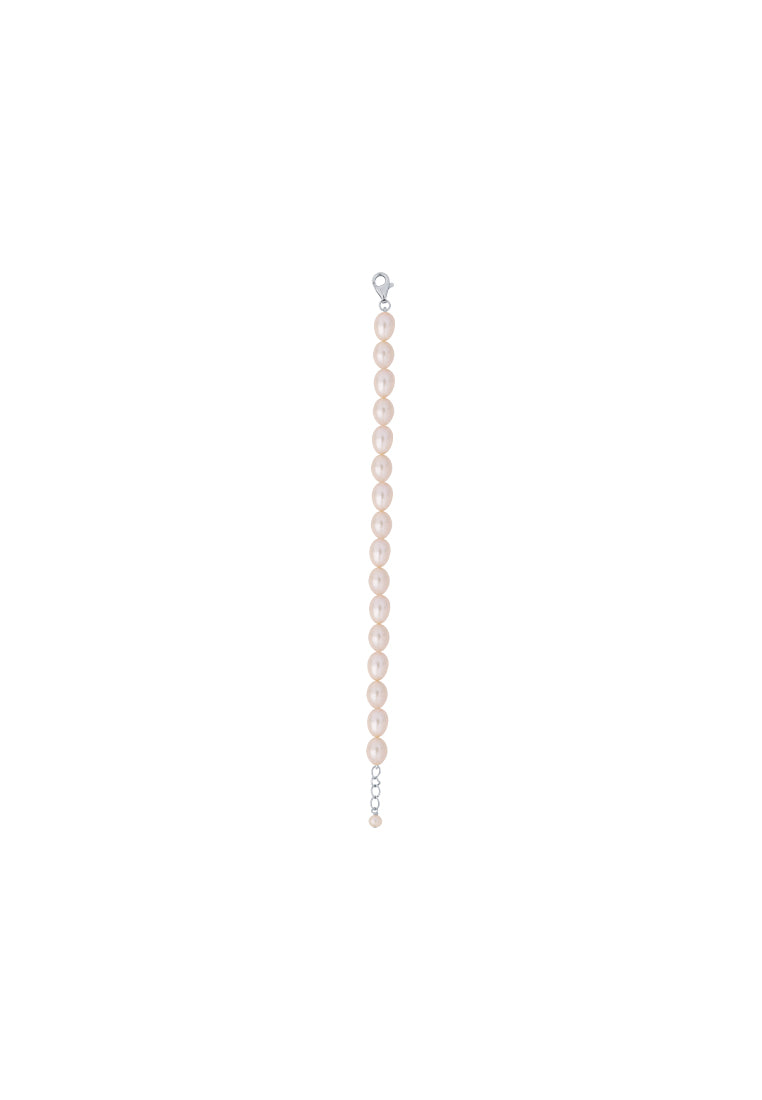 TOMEI Natural Pearl Bracelet, Mixed Cream-Light Pink