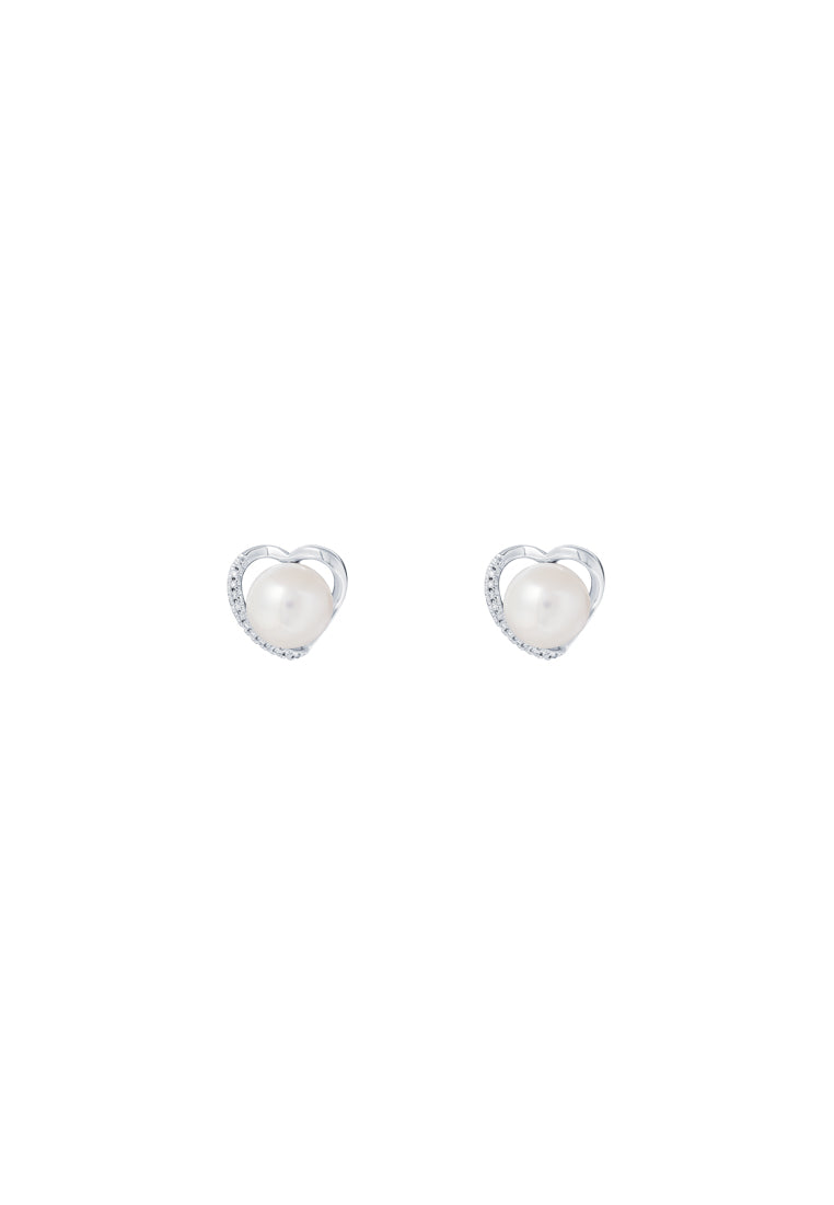 TOMEI Pearl Diamond Earrings, White Gold 585