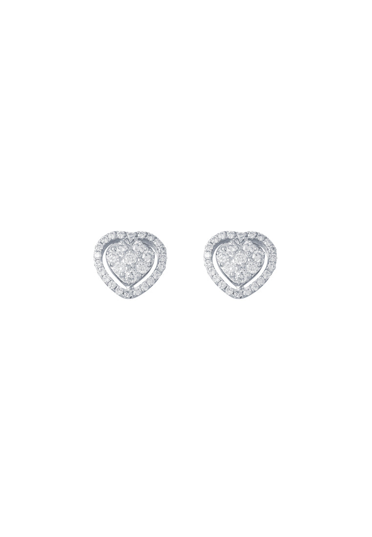 TOMEI Heart Earrings, Diamond White Gold 750