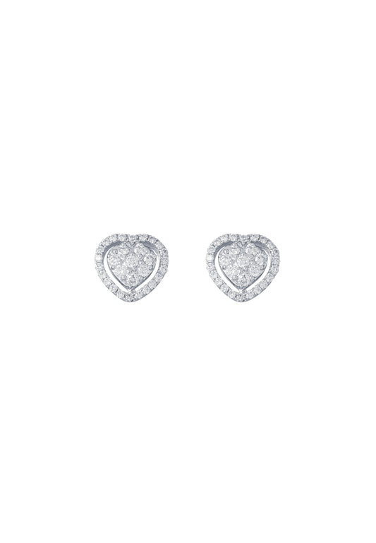 TOMEI Heart Earrings, Diamond White Gold 750