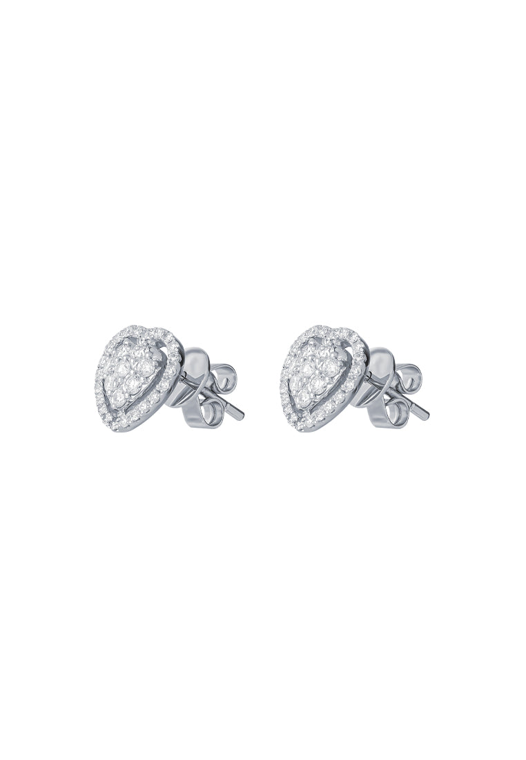 TOMEI Heart Earrings, Diamond White Gold 750