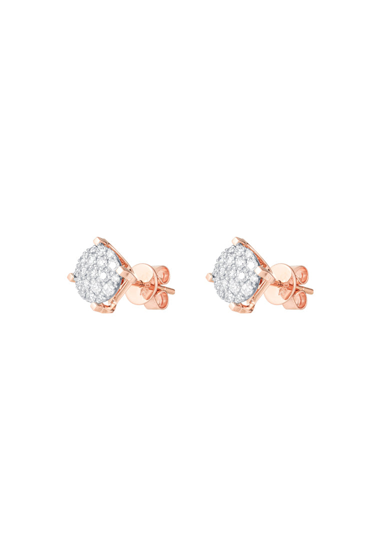 TOMEI Diamond Earrings, White+Rose Gold 750